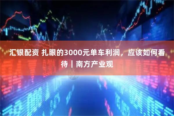 汇银配资 扎眼的3000元单车利润，应该如何看待｜南方产业观